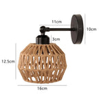 Rattan Wall Lamp Vintage Living Room Wall Light E27 Bedroom Bedside Lamp Retro Hemp Rope Woven Sconce Indoor Lighting Fixtures