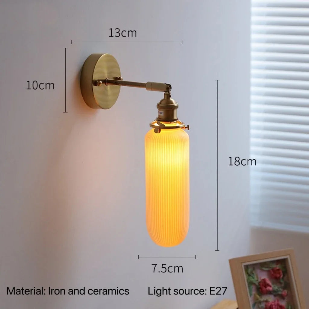 Japanes Vintage Wall Lamp Indoor Lighting Ceramic Pull Wire Switch Swivel Sconce Bedroom Bedside Led Light Home Decor Restaurant