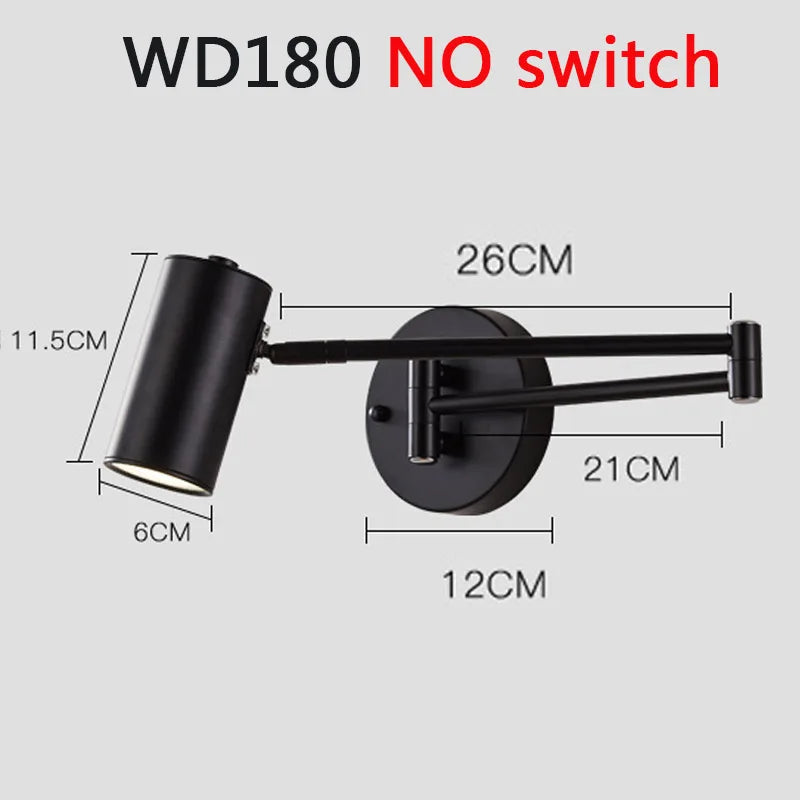 Nordic LED Wall Lamp Retractable Adjustable Wall Lights for Home Decoration Bedroom Bedside Reading Sconce Add Dimmable Function