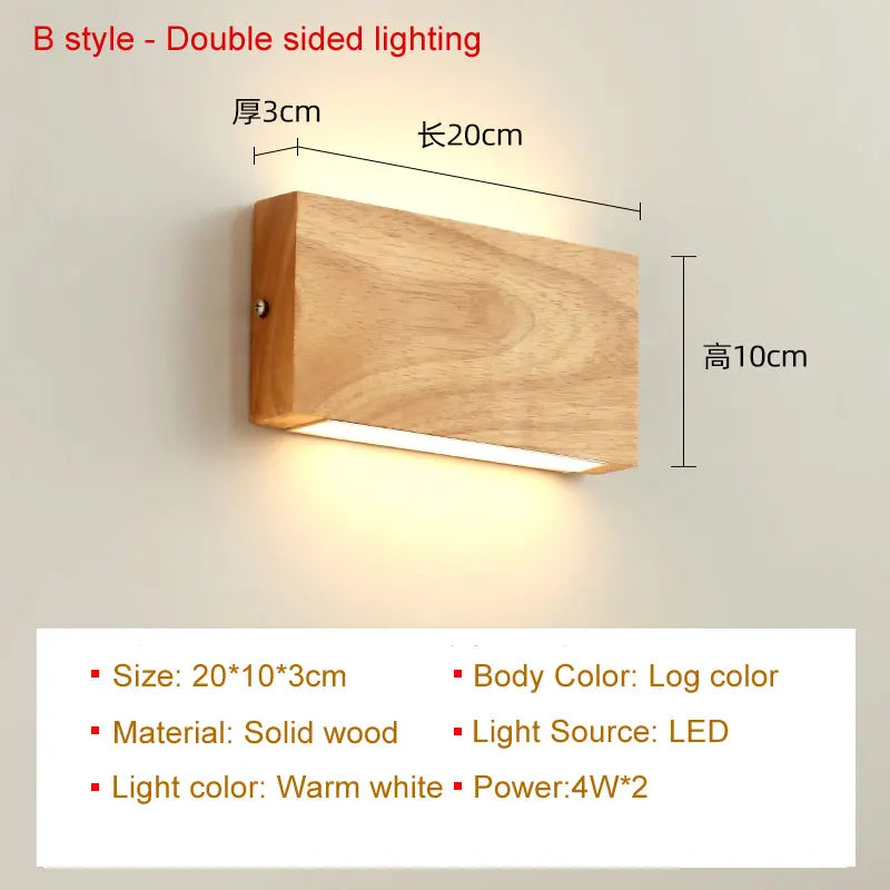 Japanese-Style Wall Lights Staircase Solid Wood Wall Lamps Bedroom Study Living Room Background Wall Decorative Lighting Fixture
