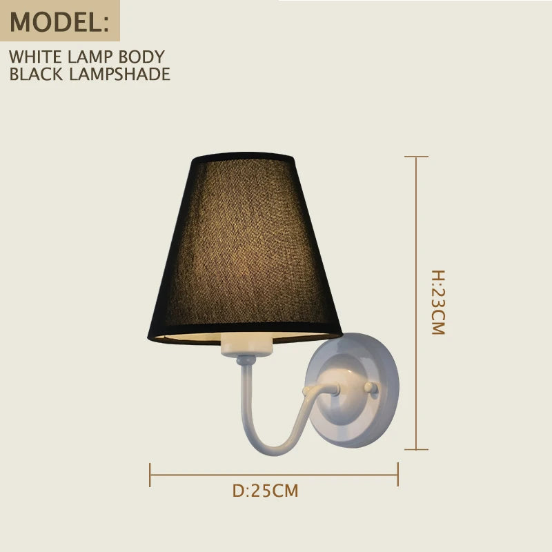 E27 Retro Wall Lamp Simple Creative Fabric Wall Lamp Living Room Bedroom Bedside Hotel Home Decor LED Lighting Fixtures