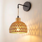 Rattan Wall Lamp Vintage Living Room Wall Light E27 Bedroom Bedside Lamp Retro Hemp Rope Woven Sconce Indoor Lighting Fixtures