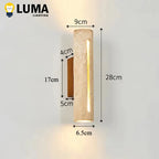 Luma Japanese Yellow Travertine Wall Light Stone Wood Wall Sconce Lamp for Living Room Bedroom Bedside Corridor Home Decor