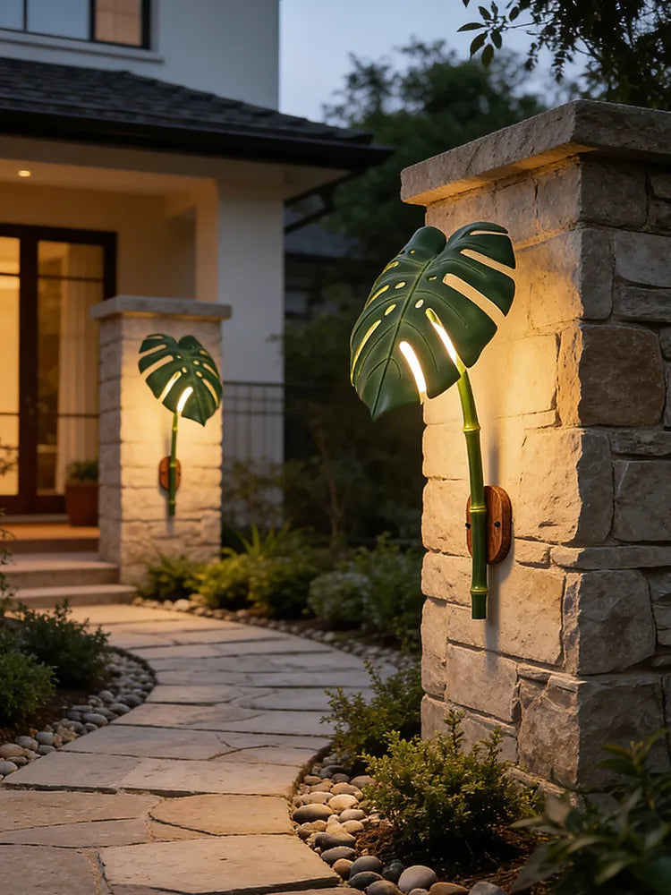 Outdoor Waterproof Wall Lamp With E27 1 -Light Bionic Bamboo Wall Sconce for Balcony Garden Entryway Bedroom Decor Viewing Lamp