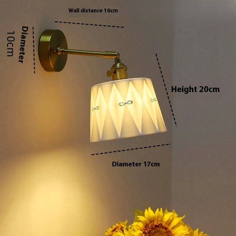 IWHD Simple LED Wall Lamps Living Room Cafe Reading Ceramic Pull Chain Switch Up Down Rotate Copper Bathroom Vanity Mirror Light