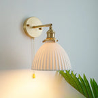 American Retro Brass Luxury Wall Lamp Bedroom Bedside Simple Ceramic Corridor Light Living Room Background Wall Atmosphere Lamps