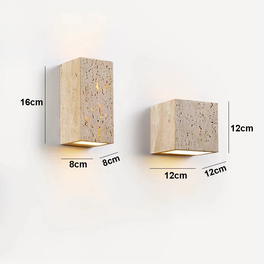 Yellow Travertine Stone Wall Lamp for Shop Restaurant Cafe Indoor Outdoor Decoration Sconce Light Background House Lights
