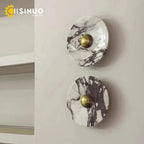 Modern Natural Marble Wall Lamp Round LED Wall Sconce Light Living Room Background Restaurant Bathroom Bedroom Lights Home Decor
