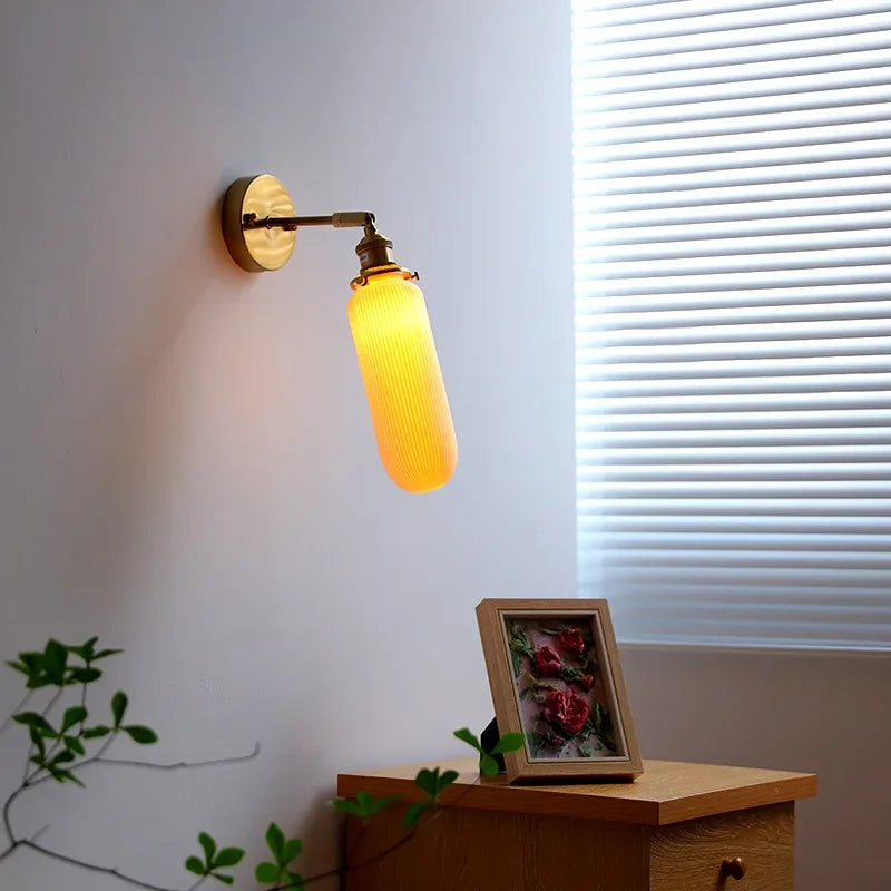 Japanes Vintage Wall Lamp Indoor Lighting Ceramic Pull Wire Switch Swivel Sconce Bedroom Bedside Led Light Home Decor Restaurant