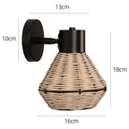 Rattan Wall Lamp Vintage Living Room Wall Light E27 Bedroom Bedside Lamp Retro Hemp Rope Woven Sconce Indoor Lighting Fixtures