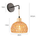 Rattan Wall Lamp Vintage Living Room Wall Light E27 Bedroom Bedside Lamp Retro Hemp Rope Woven Sconce Indoor Lighting Fixtures