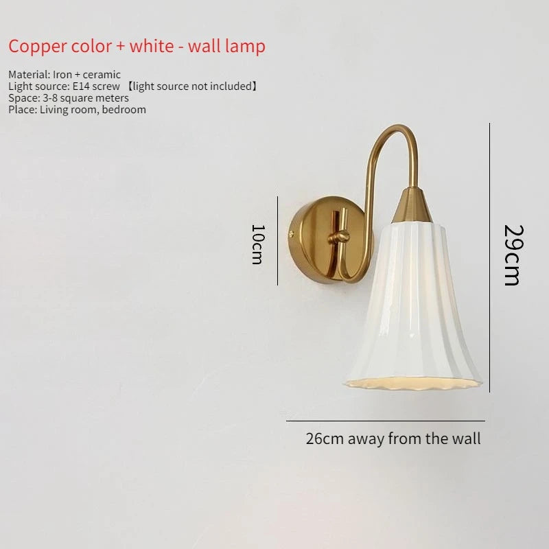 Ceramic Study Bedroom Wall Lamp Simple and Unique Light Nordic Post-modern Bedside Lamp French Romantic Corridor Lamp
