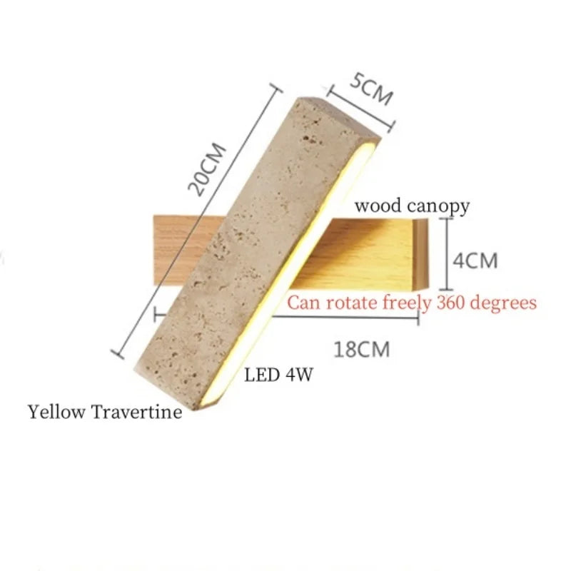 IWHD Wabi Sabi LED Wall Lights Bedroom Decoration Living Room Stair Lighting Yellow Travertine Bedside Lamps Applique Murale