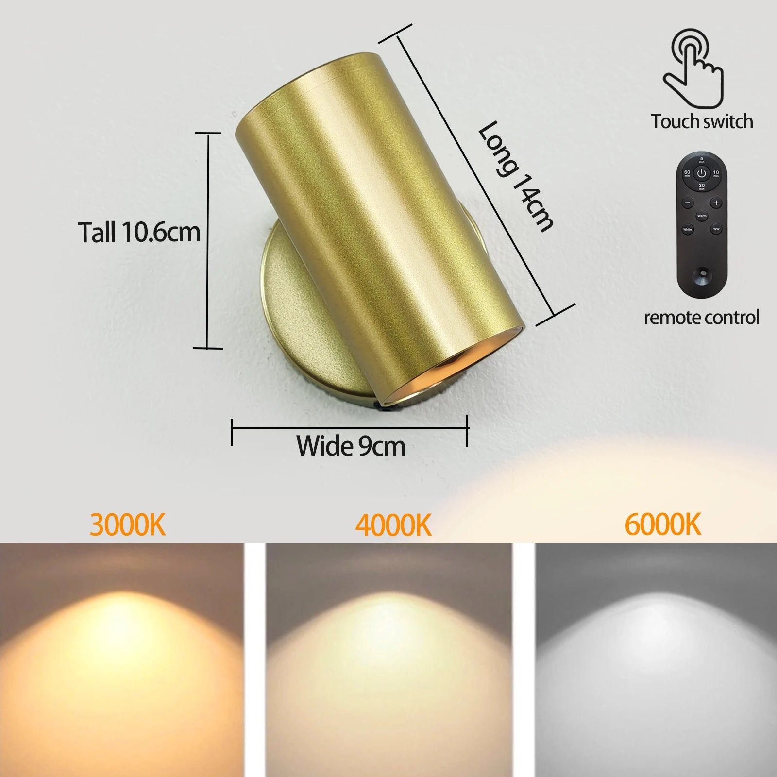 Applique murale rechargeable avec télécommande