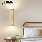 Luma Japanese Yellow Travertine Wall Light Stone Wood Wall Sconce Lamp for Living Room Bedroom Bedside Corridor Home Decor
