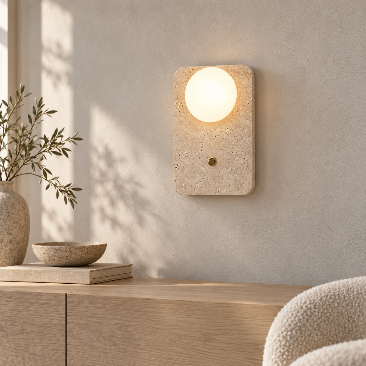 Applique murale moderne en travertin dans un salon premium