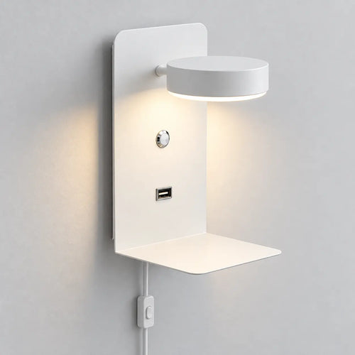 Applique murale avec port USB, packshot variante blanche