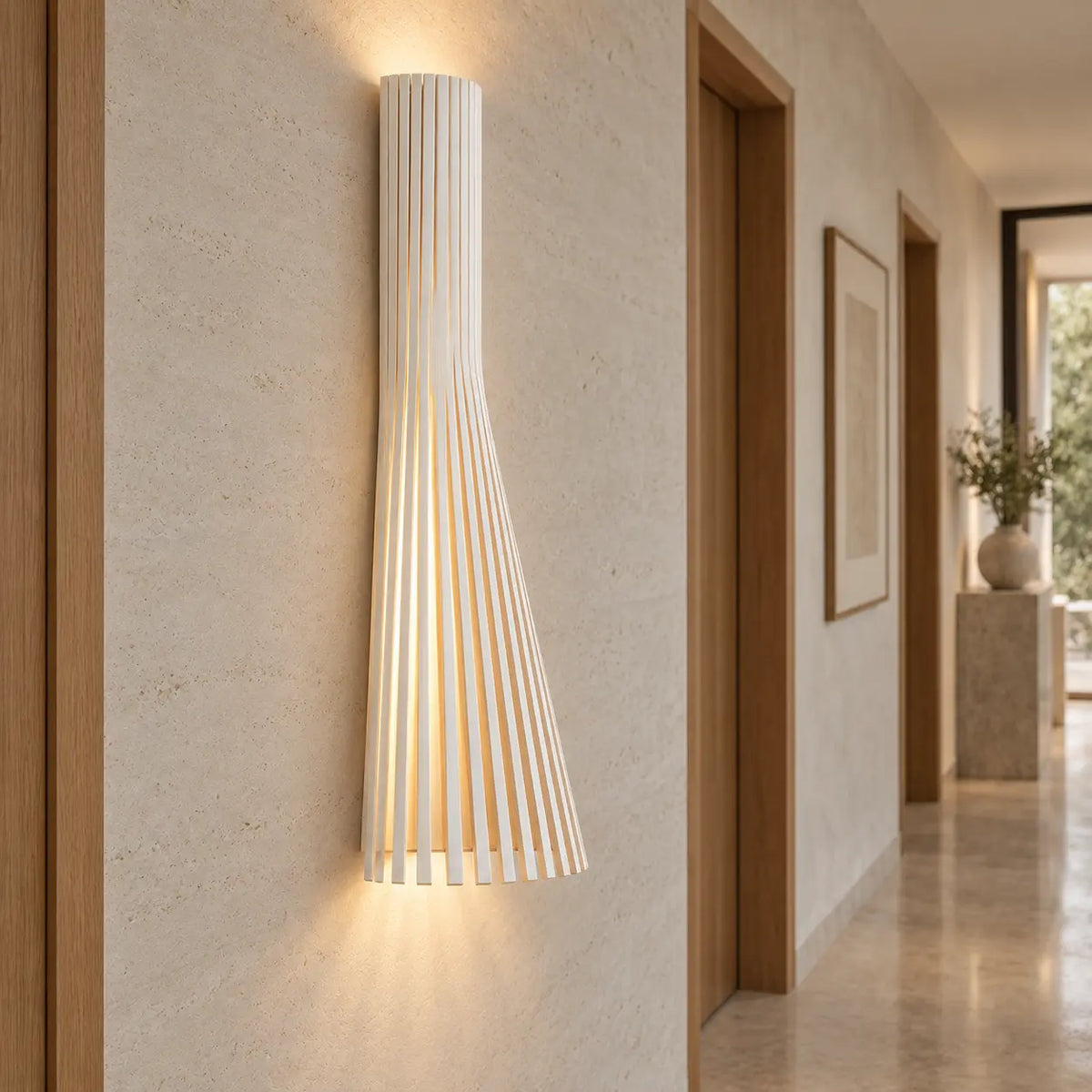 Applique murale bois blanc stratifié dans un couloir contemporain