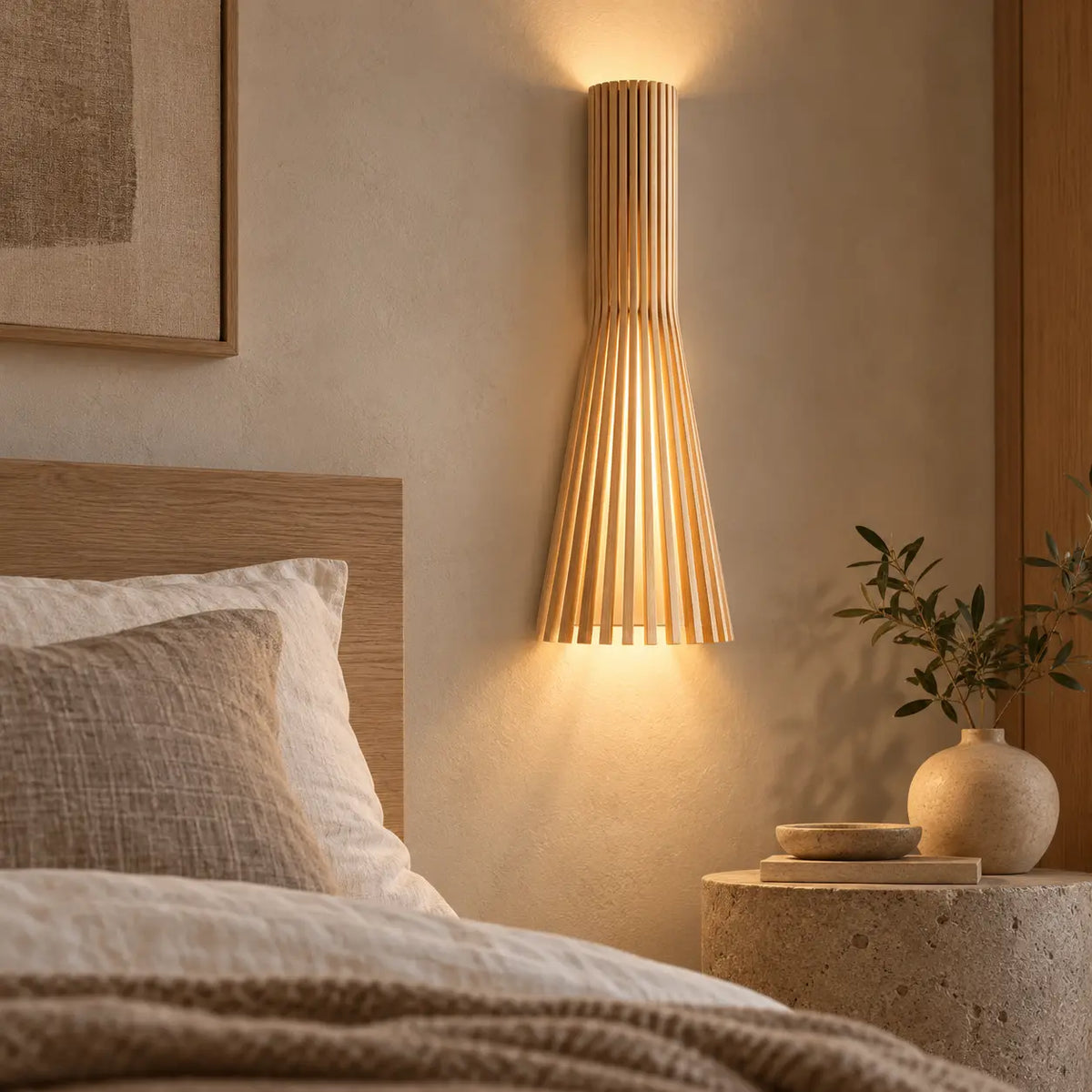 Applique murale bois naturel dans une chambre élégante