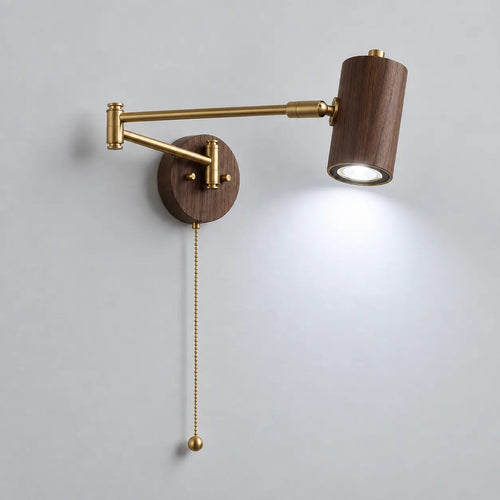 Applique murale bois scandinave, noyer et lumière froide