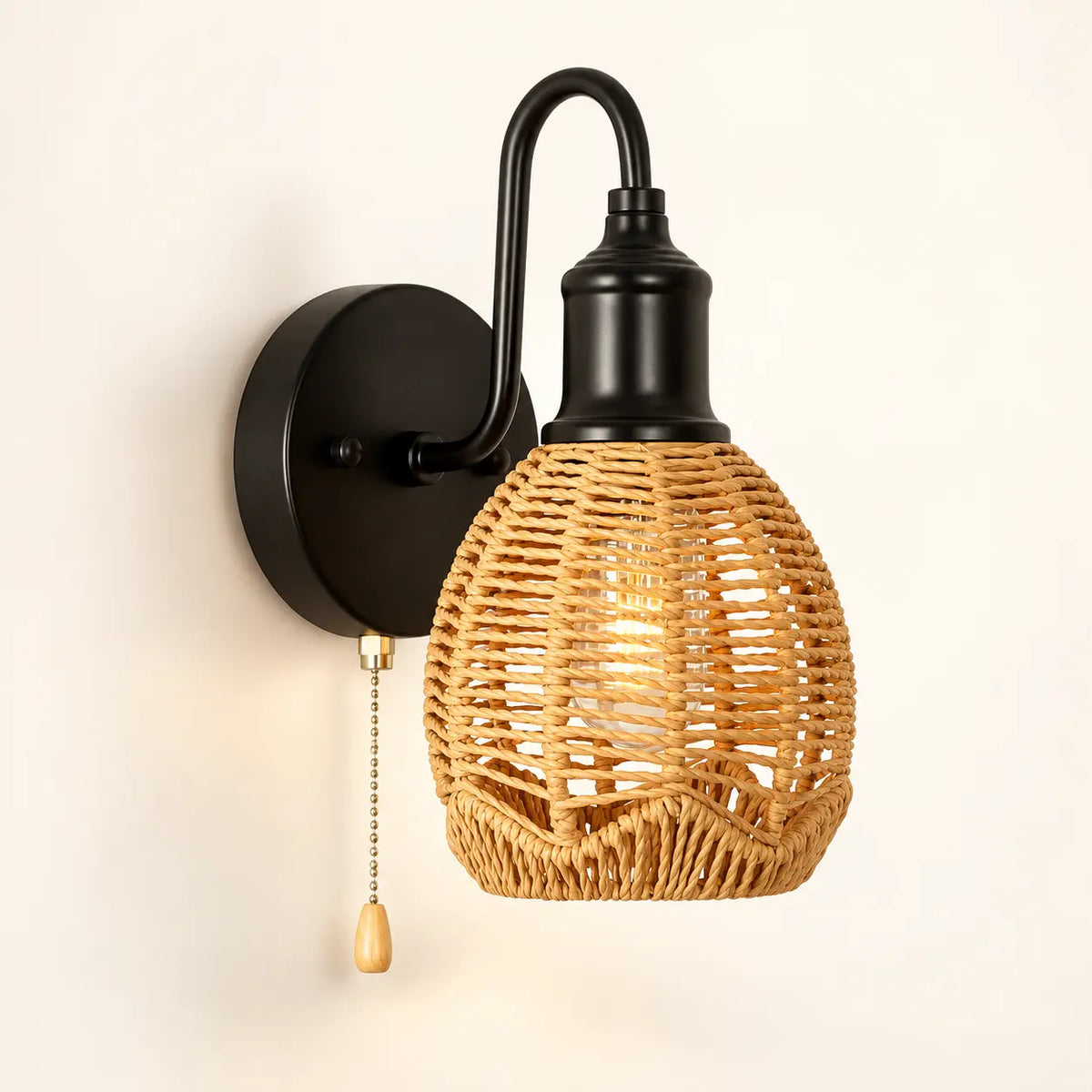 Applique murale corde de chanvre – vue produit premium sur fond ivoire