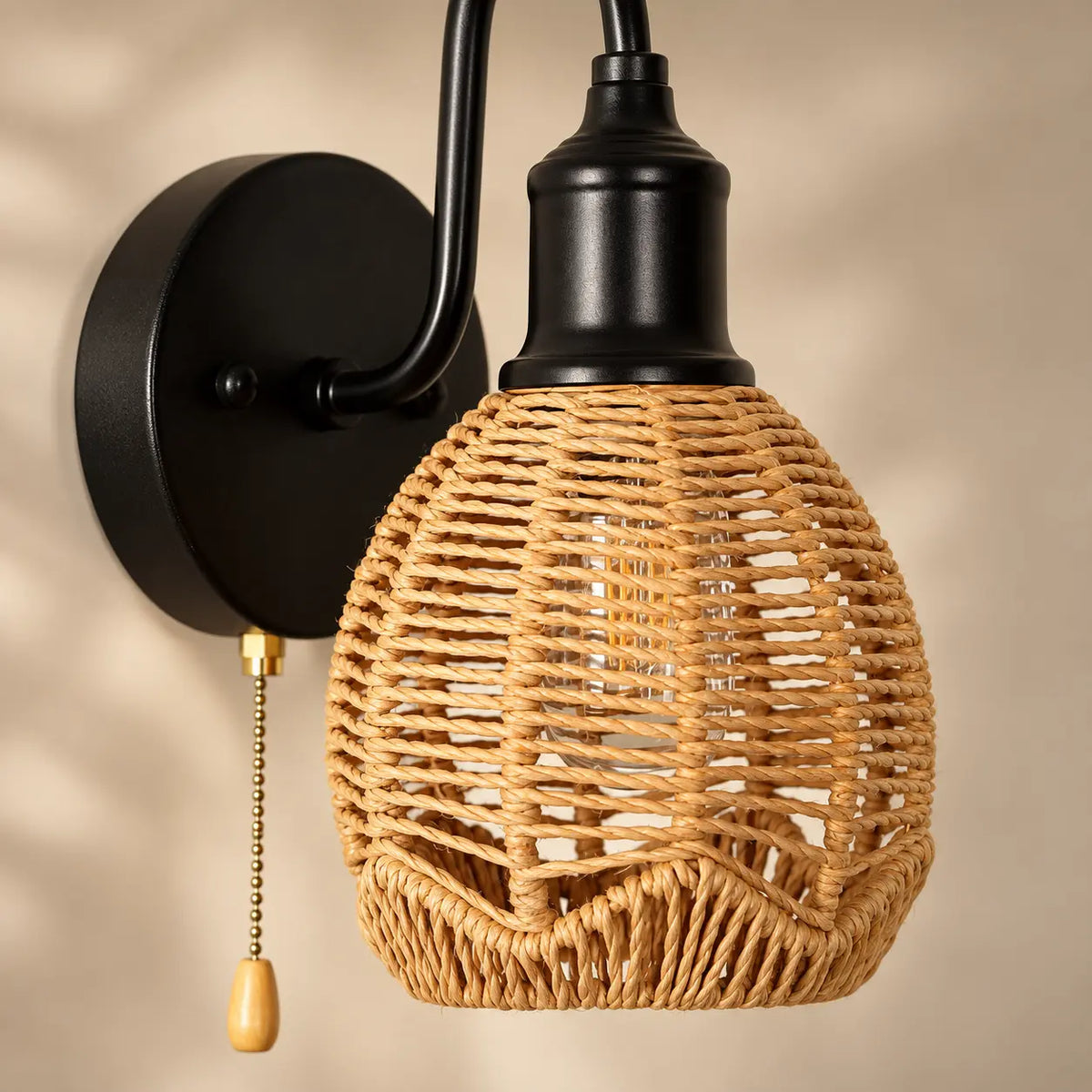 Applique murale corde de chanvre – détail du tressage et de la chaînette