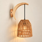 Applique murale corde et bois – vue produit premium sur fond ivoire