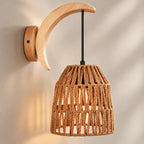 Applique murale corde et bois – détail du bras courbe et du tressage