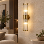 Applique murale cristal design – variante 2 sources dans un salon contemporain