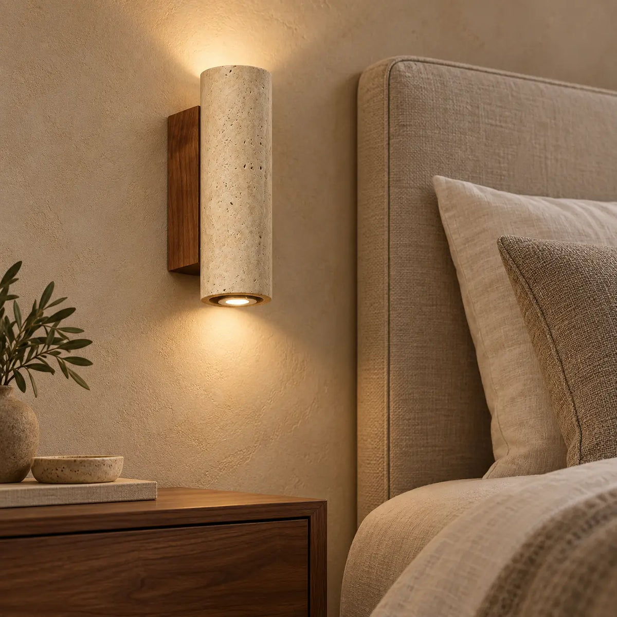 Applique murale en pierre 23 cm dans une chambre premium