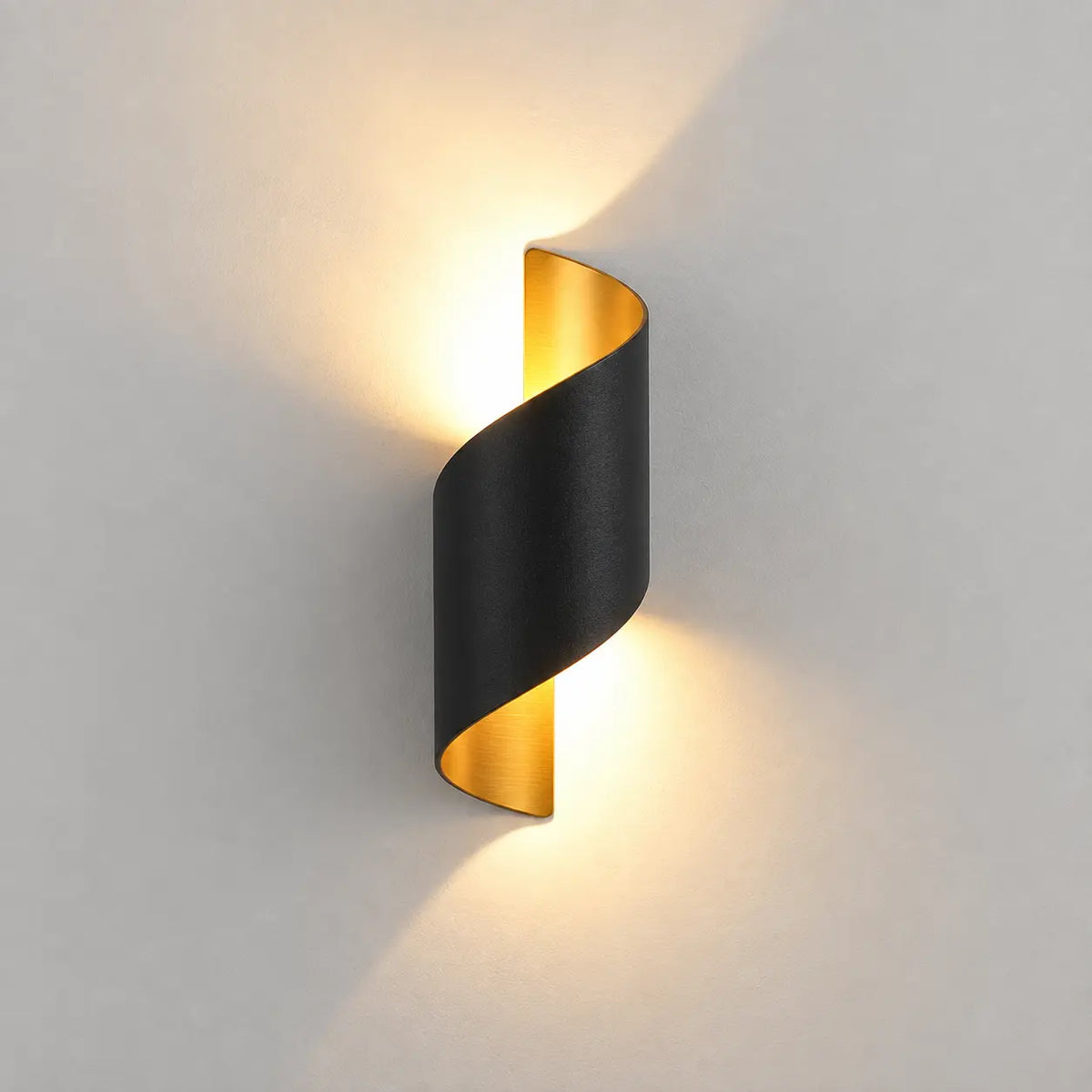 Applique extérieure LED noire et dorée — grand modèle