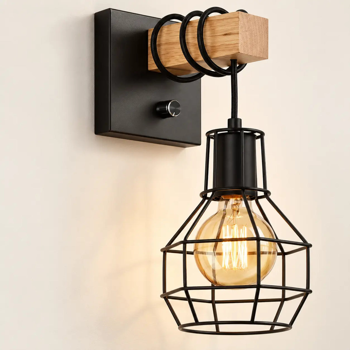Applique murale industrielle noire – variante cage