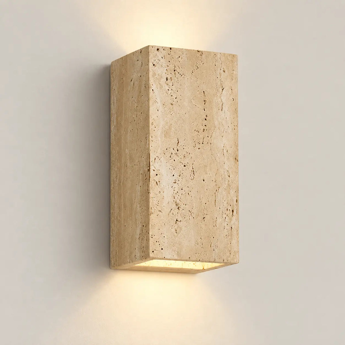 Applique murale jaune en travertin 16 × 8 cm – lumière chaude