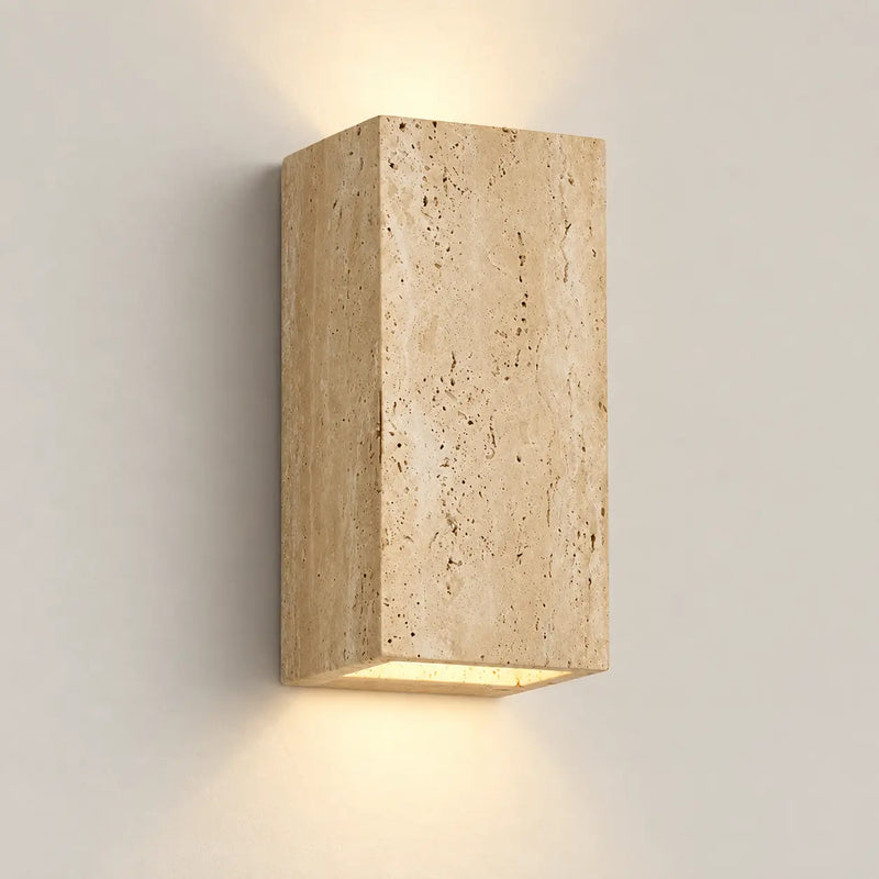 Applique murale jaune en travertin 16 × 8 cm – lumière chaude