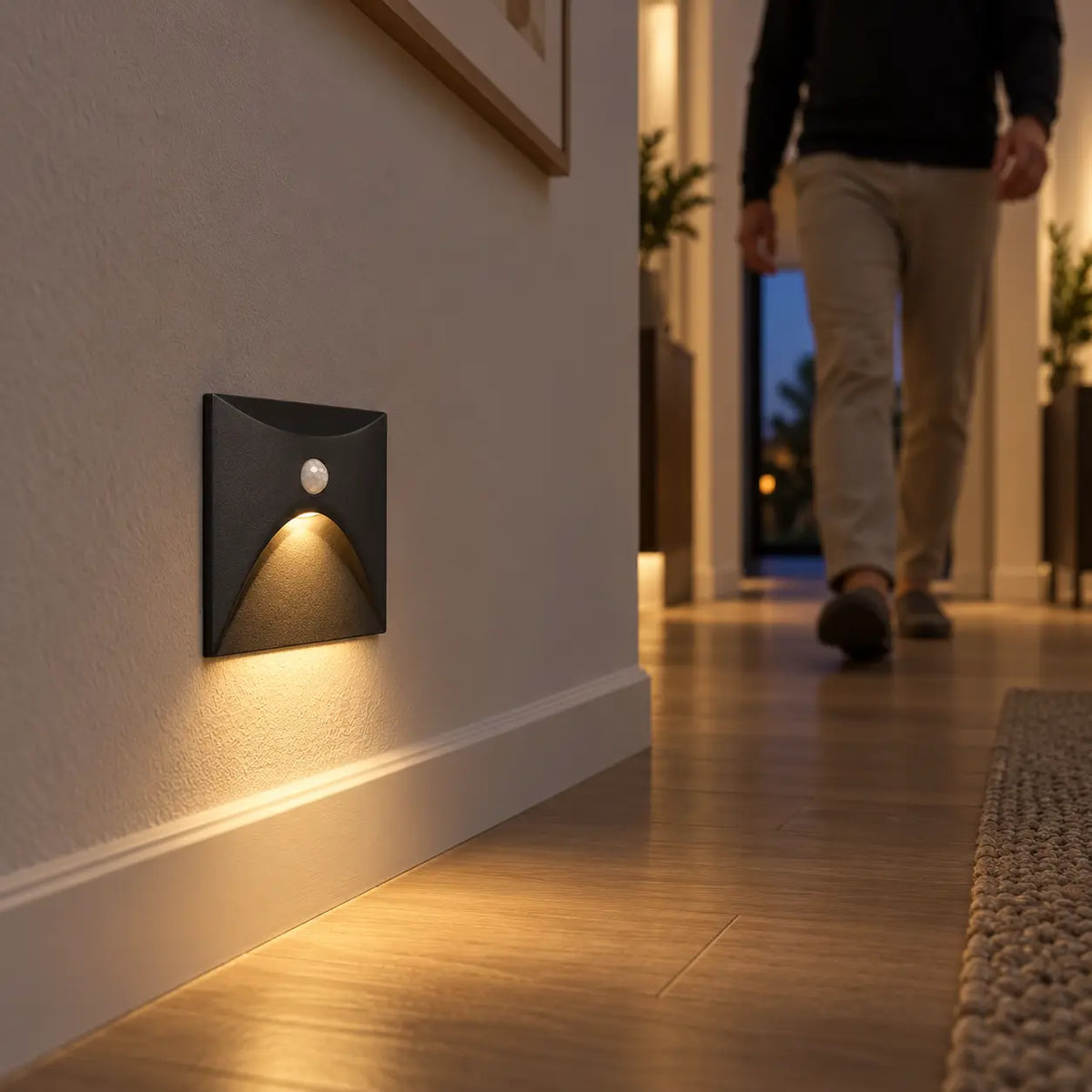 Détection PIR de l’applique LED d’escalier dans un couloir
