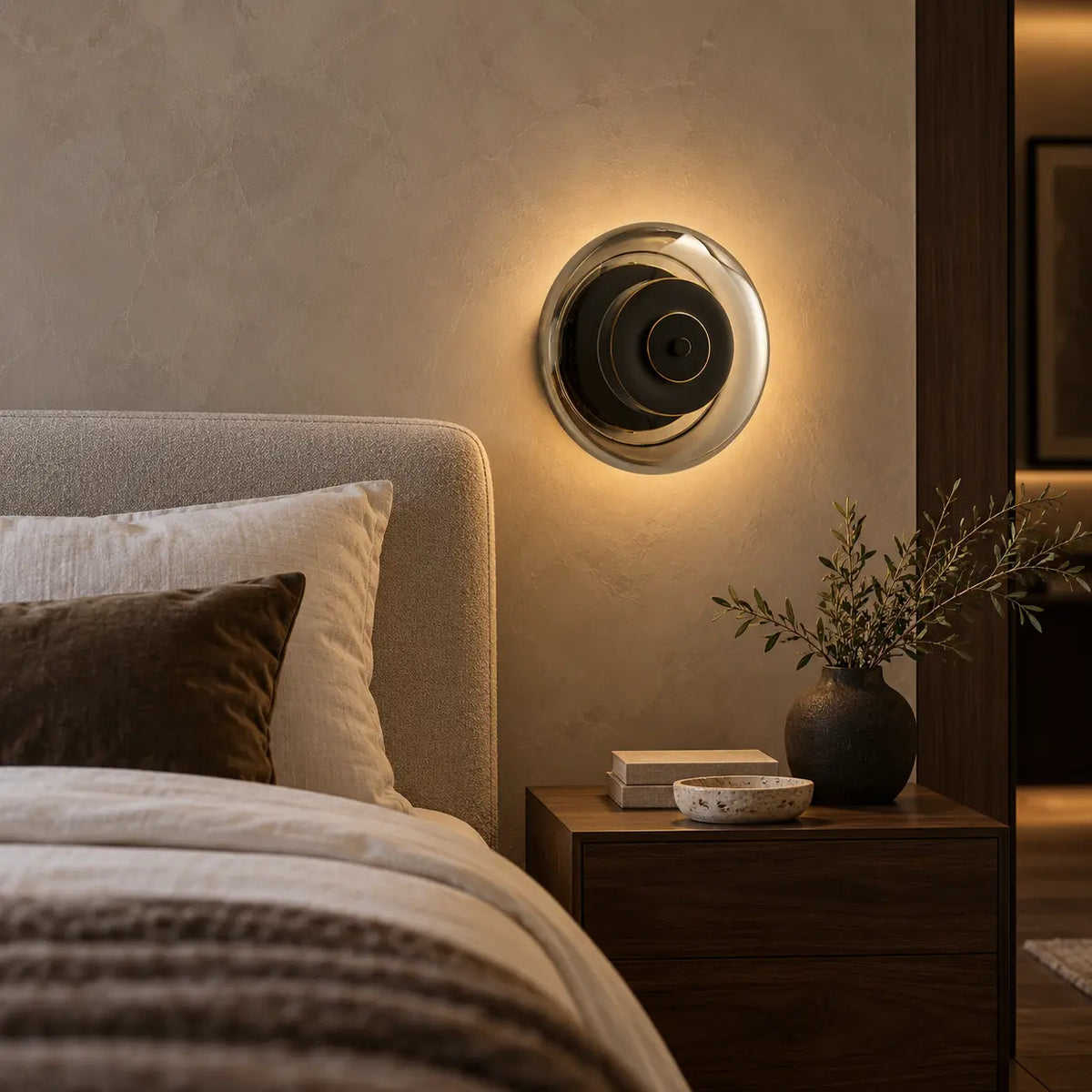 Applique murale noire et verre dans une chambre premium