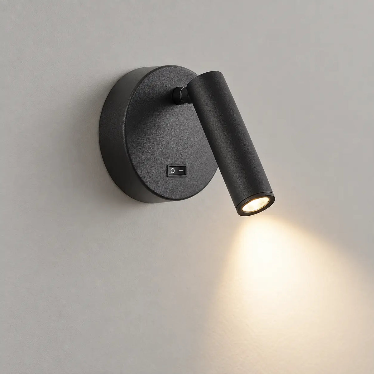 Applique murale noire avec interrupteur, lumière chaude