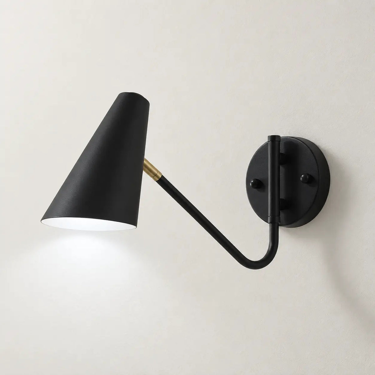 Applique murale noire orientable WD254, lumière froide