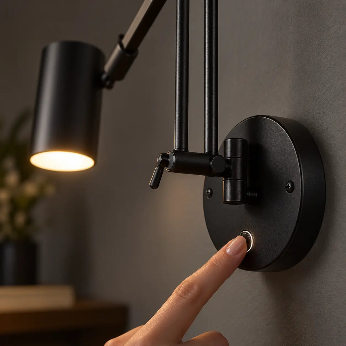 Détail du bouton de l’applique murale orientable