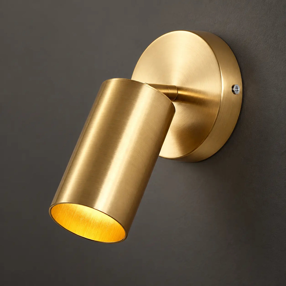 Détail du pivot de l’applique murale orientable dorée