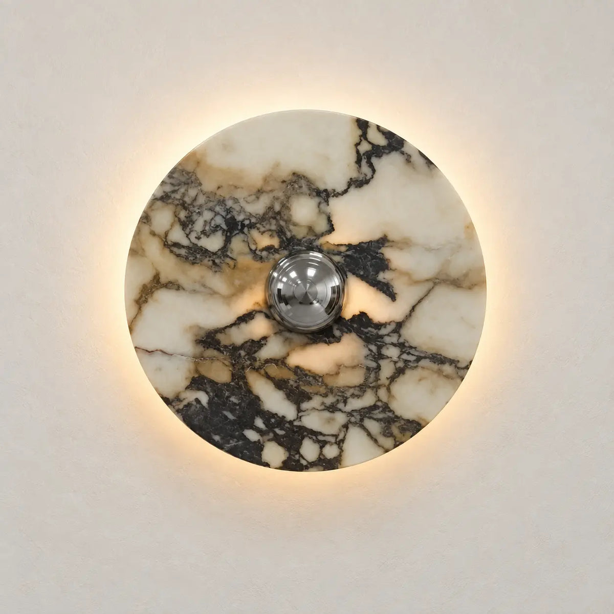 Applique murale ronde en marbre chromée, 25 cm
