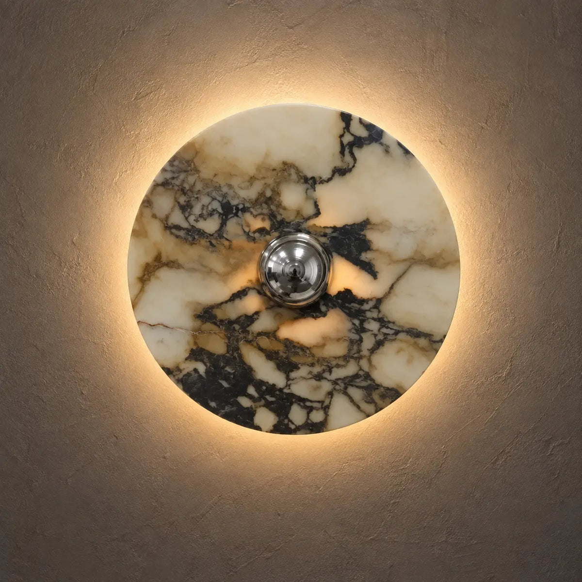 Halo lumineux chaud de l’applique ronde en marbre
