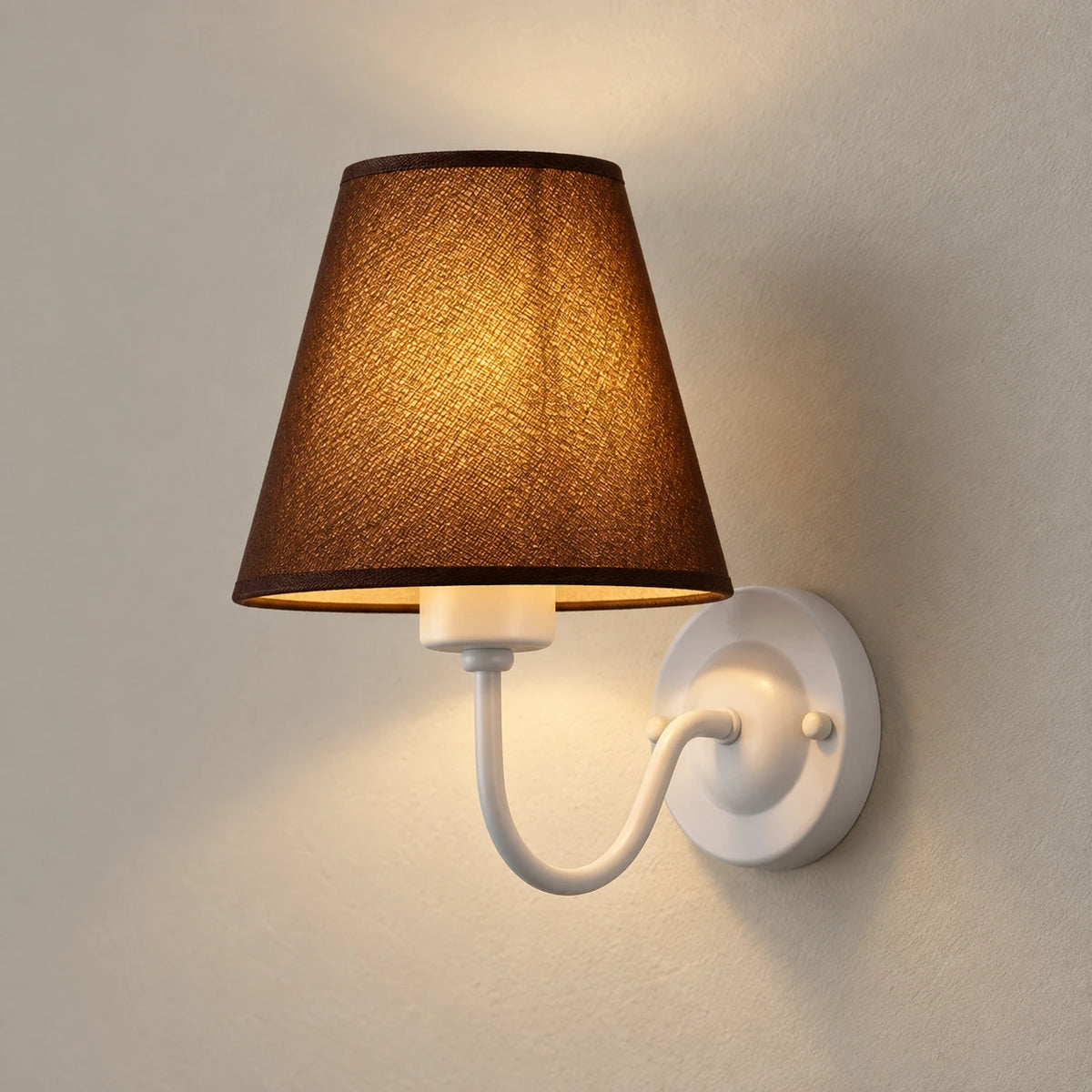 Applique murale style vintage, finition blanc et marron