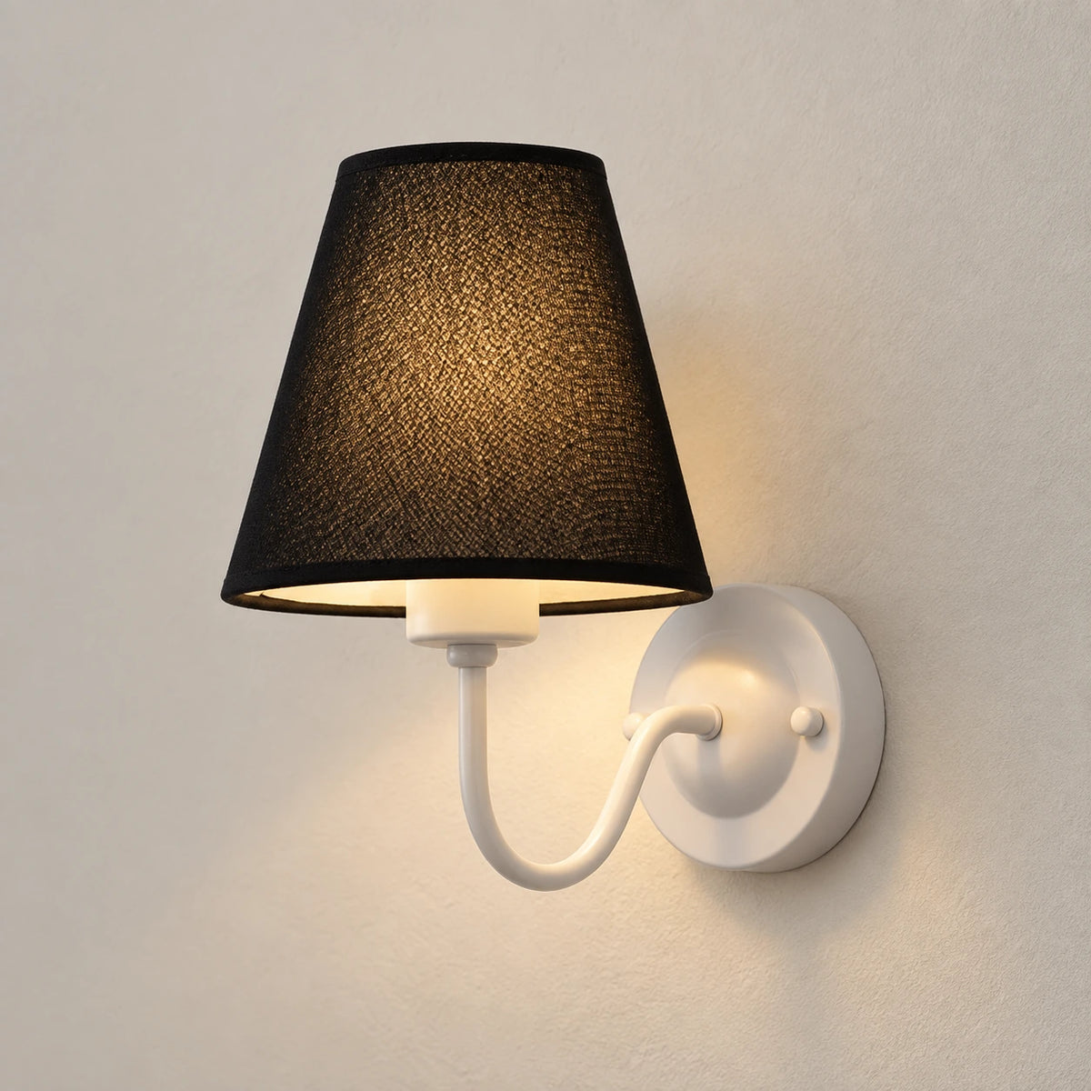 Applique murale style vintage, finition blanc et noir