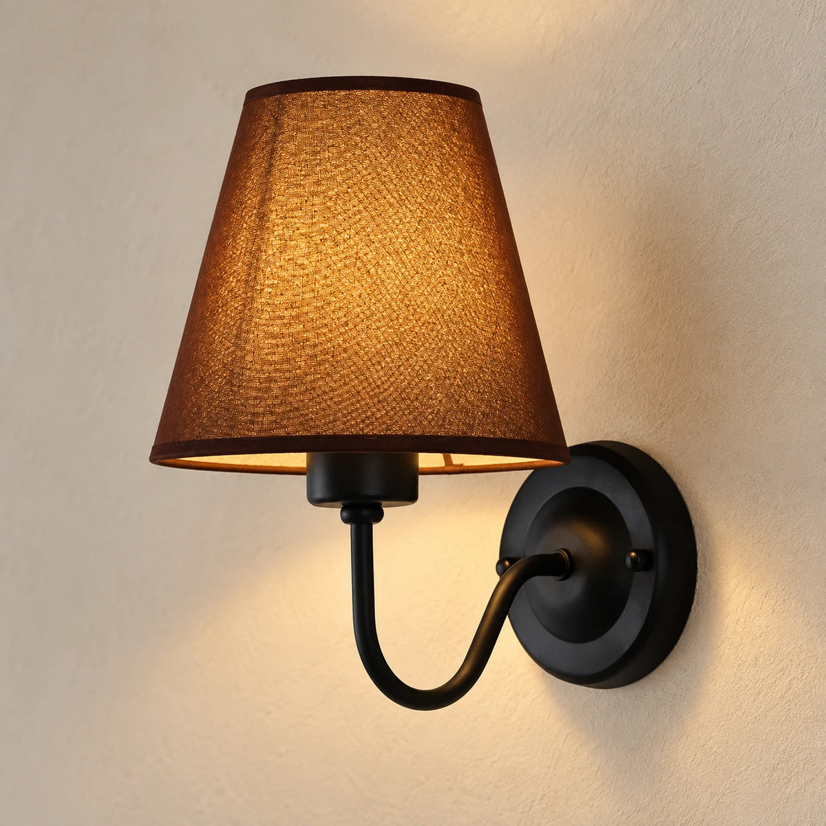 Applique murale style vintage, finition noir et marron