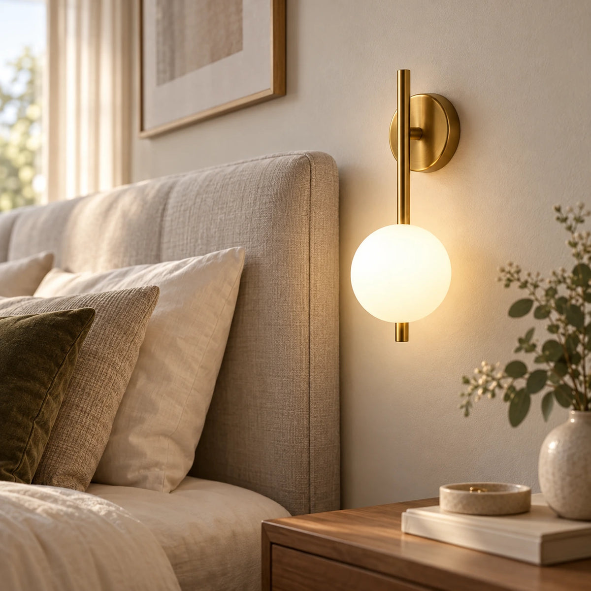 Applique murale rechargeable dorée dans une chambre