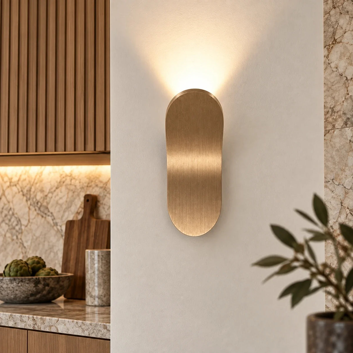 Détail de l'applique murale spot led bronze en aluminium brossé