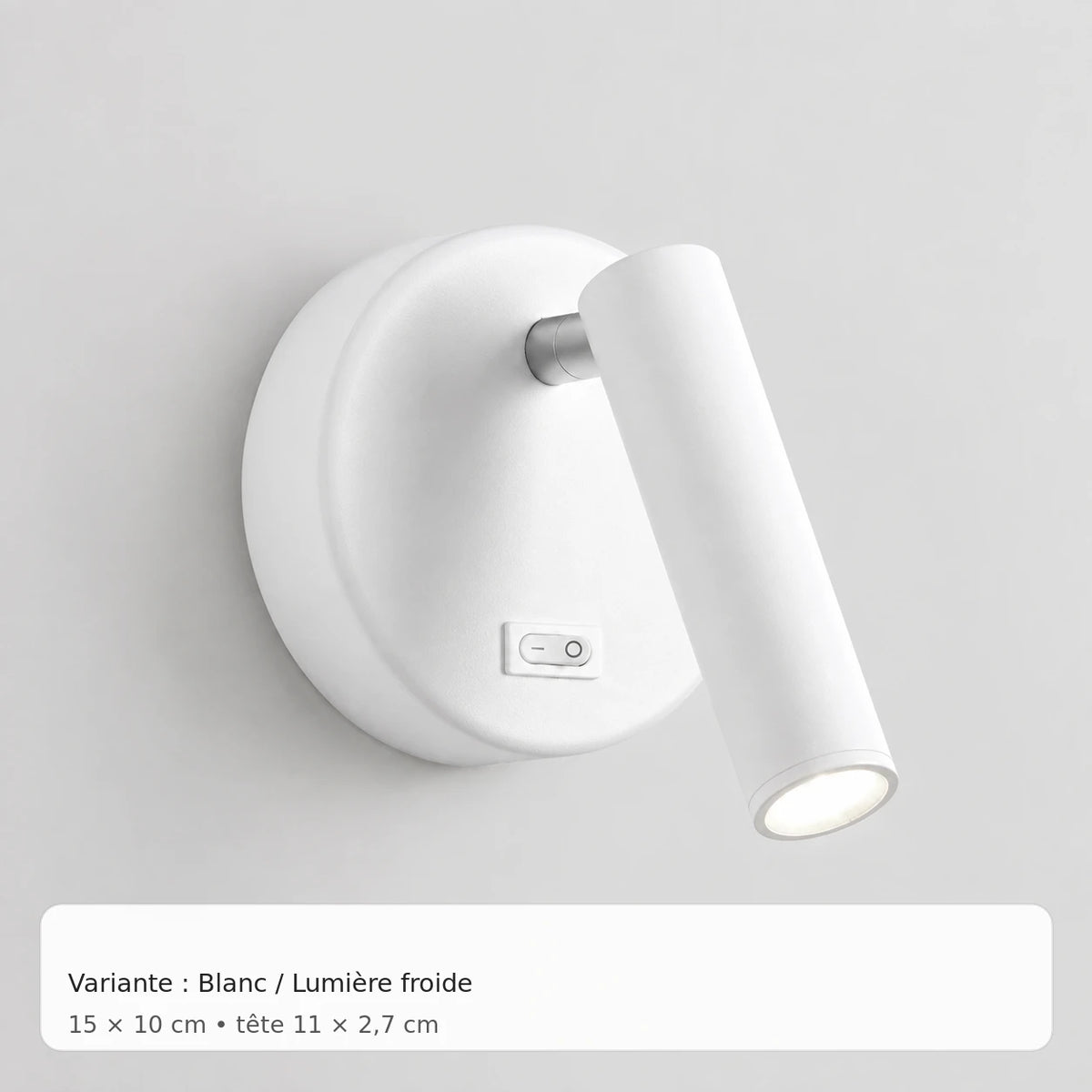 NOUVELLE IMAGE 2026-09-03 — Applique murale blanche avec interrupteur — studio lumiere froide
