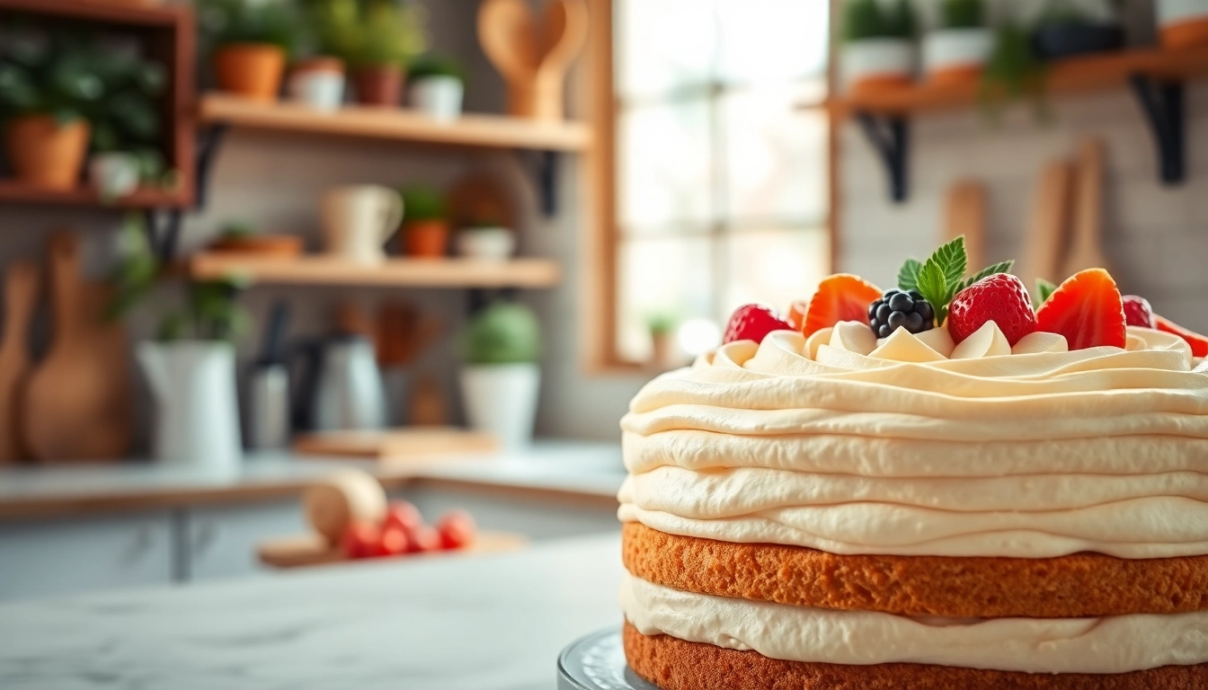 Maak een mousseline cake met een perfecte textuur en decoratieve fruittopper.